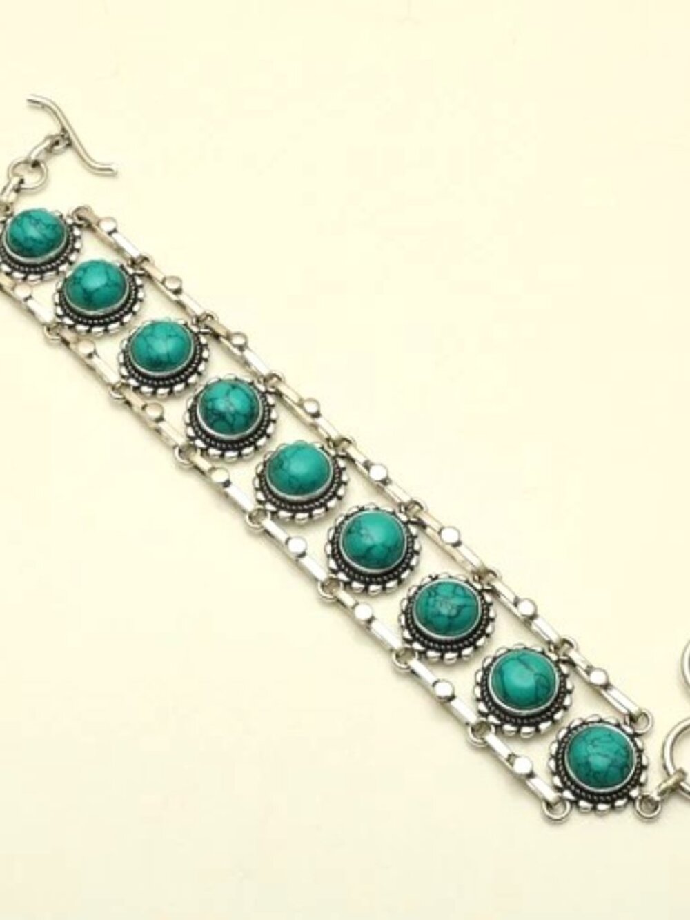 Turquoise Gemstone Sterling Silver Bracelet Jewelry 31 Gms
